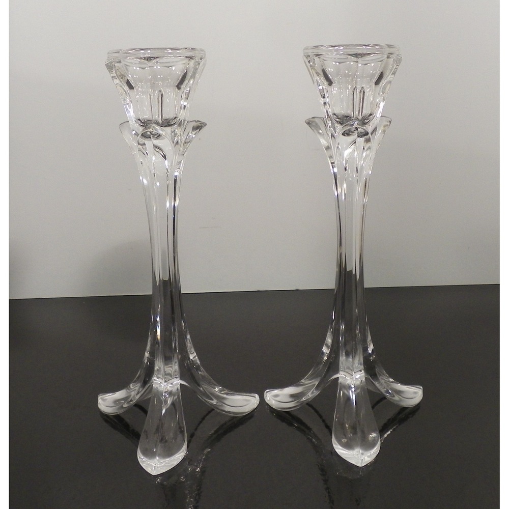 Set of 2 Cristal D'Arques BANDOL Candlesticks Glass 24% Lead Crystal